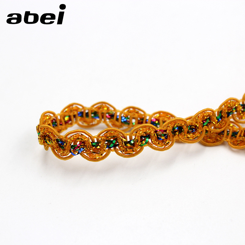 diy polyester garment tatting fabric lace 8mm S shape braided trimming edge sewing dancewear costume sequined lace trim ZD121