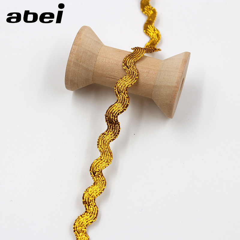 Gold s-wave lace small curved rope, national folk clothing accessories small curved lace ZD122