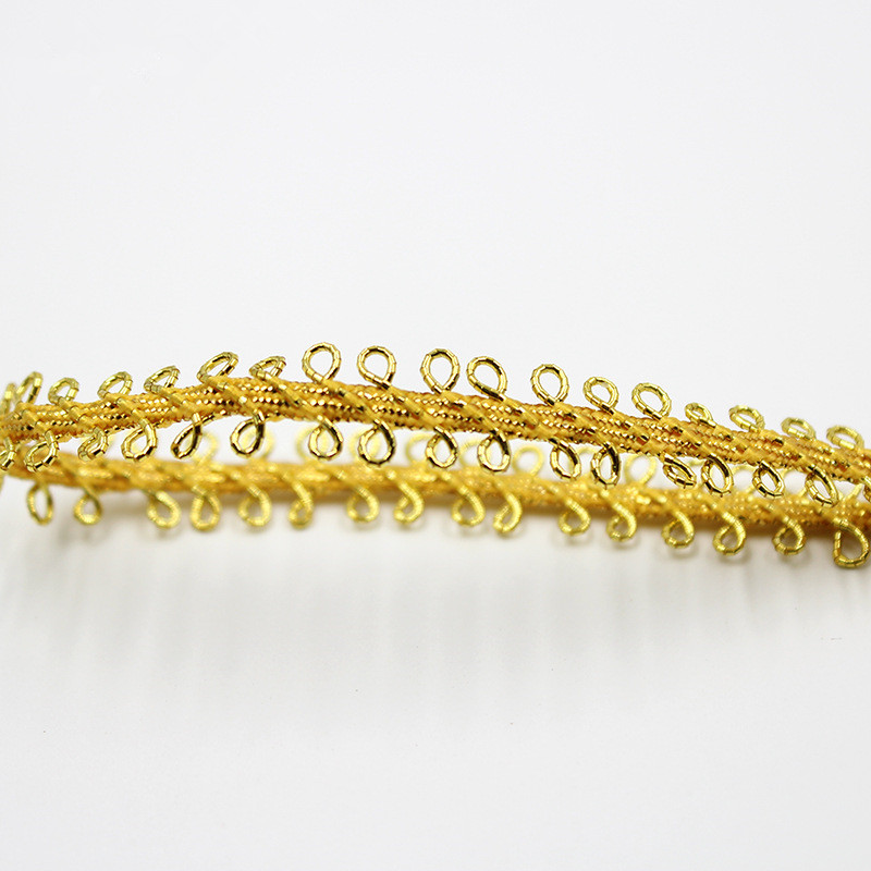 10mm diy polyester sewing 8-shape gold metallic tatting braided lace trims for costume decoration ZD124