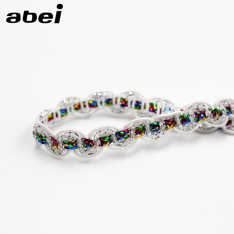 diy polyester garment tatting fabric lace 8mm S shape braided trimming edge sewing dancewear costume sequined lace trim ZD121