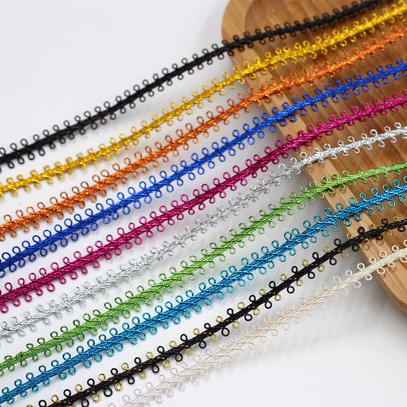 10mm diy polyester sewing 8-shape gold metallic tatting braided lace trims for costume decoration ZD124