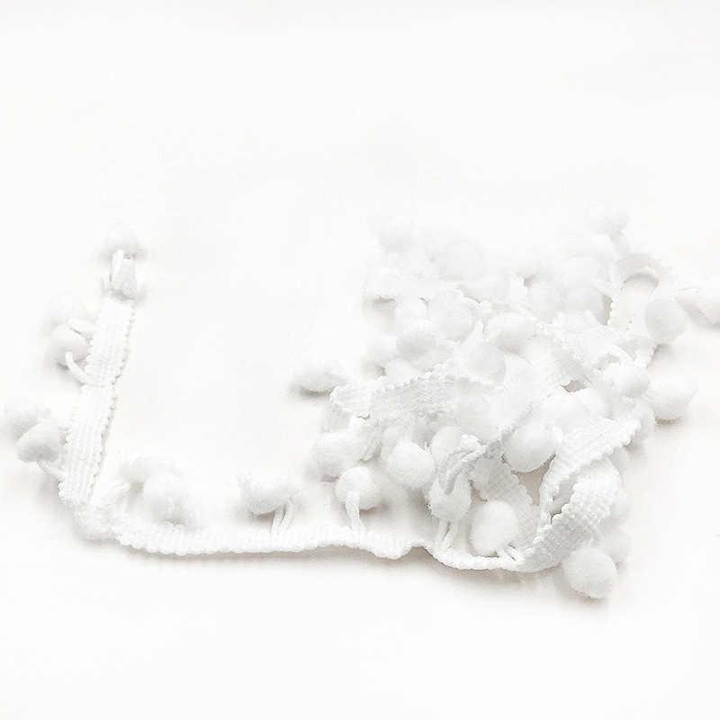 12mm elastic big pom pom lace cheap craft garment hat bag embellishment colored decorative knitted textile button ribbon trims MQ1