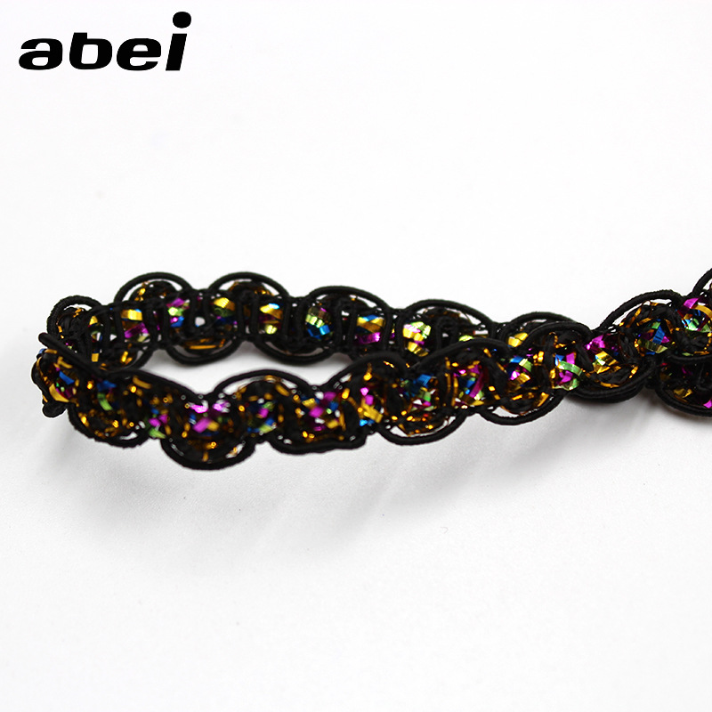 diy polyester garment tatting fabric lace 8mm S shape braided trimming edge sewing dancewear costume sequined lace trim ZD121