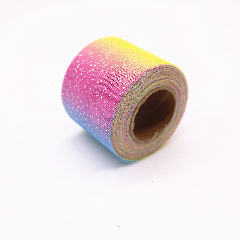 7.5CM*25yards Rainbow silver dot gradient mesh roll ,diy handmade accessories hair accessories hairpins shoes and clothing accessories HX008