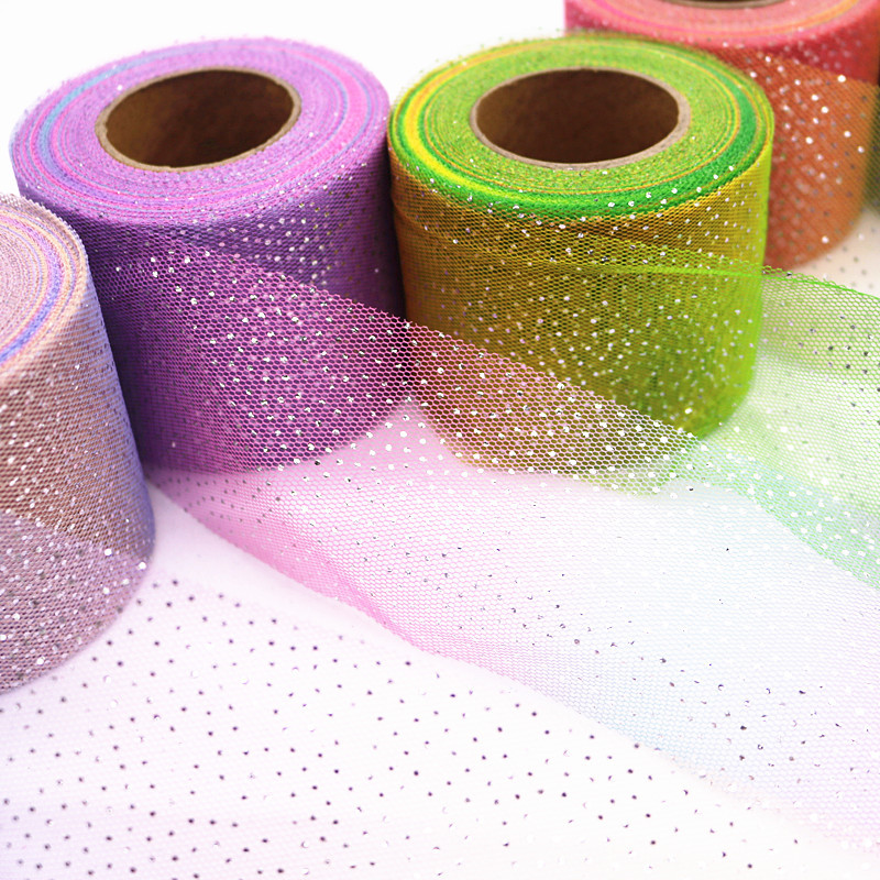 7.5CM*25yards Rainbow silver dot gradient mesh roll ,diy handmade accessories hair accessories hairpins shoes and clothing accessories HX008