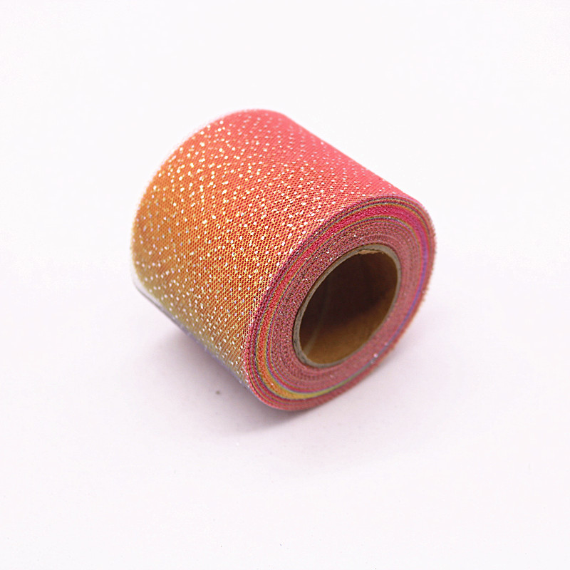 7.5CM*25yards Rainbow silver dot gradient mesh roll ,diy handmade accessories hair accessories hairpins shoes and clothing accessories HX008