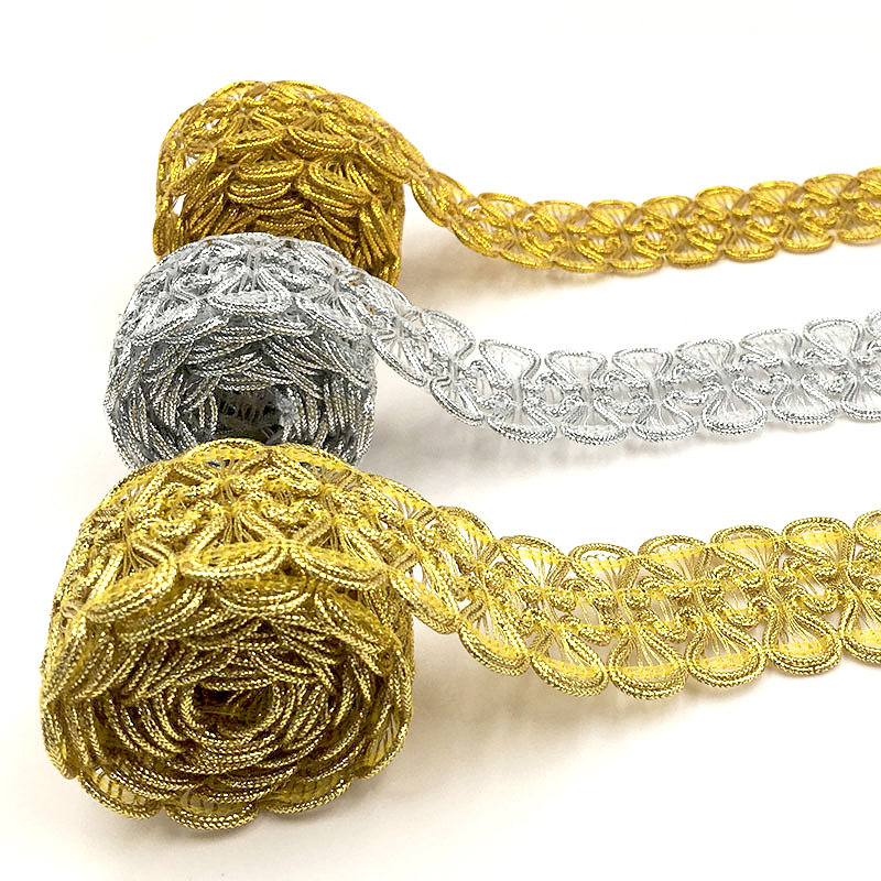 3.5cm double side sewing fabric lace gold butterfly trimming stage dancewear double edge gota braided lace trim ZD134
