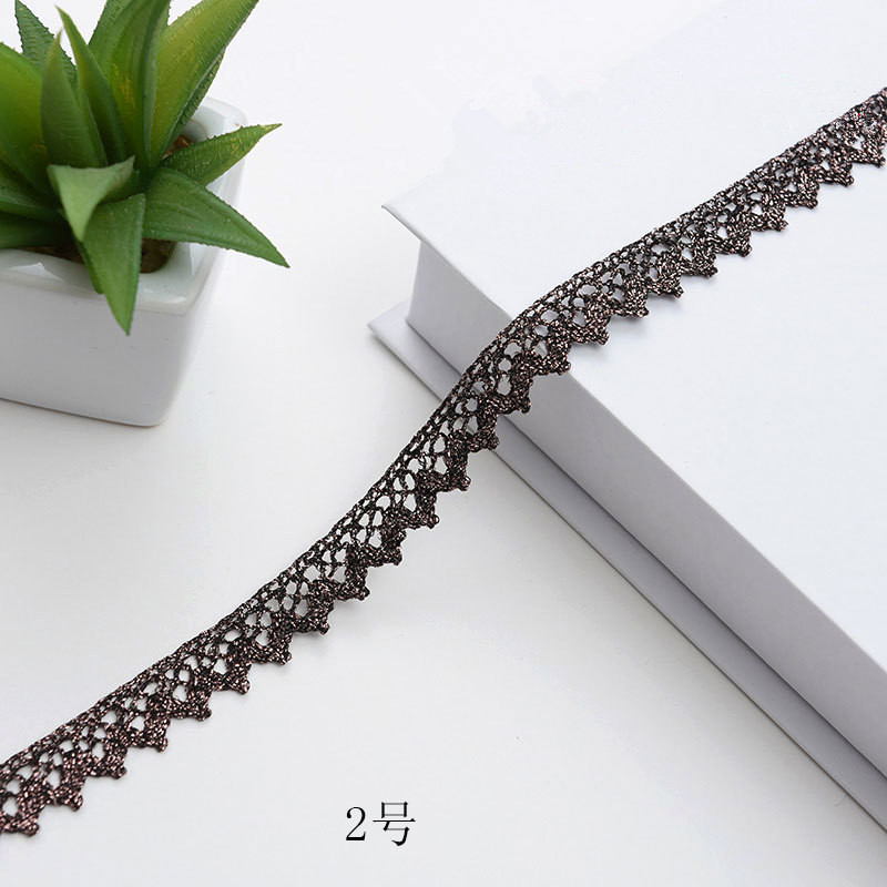 Metallic Yarn Knitting Golden Narrow Fancy Scalloped Wave Border Light Gold Lace Trim ZD133