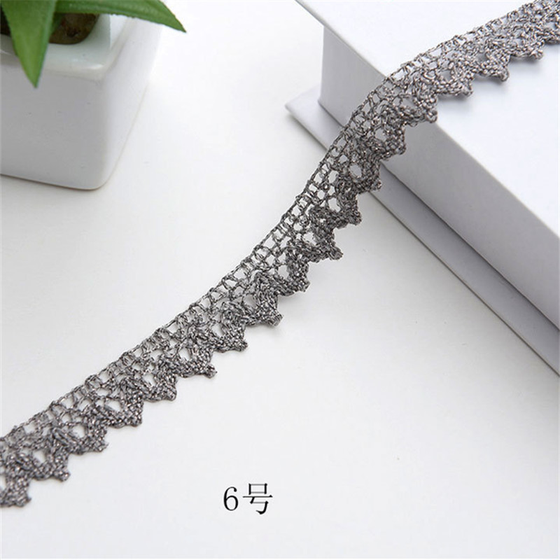 Metallic Yarn Knitting Golden Narrow Fancy Scalloped Wave Border Light Gold Lace Trim ZD133