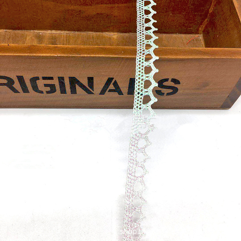 Metallic Yarn Knitting Golden Narrow Fancy Scalloped Wave Border Light Gold Lace Trim ZD133