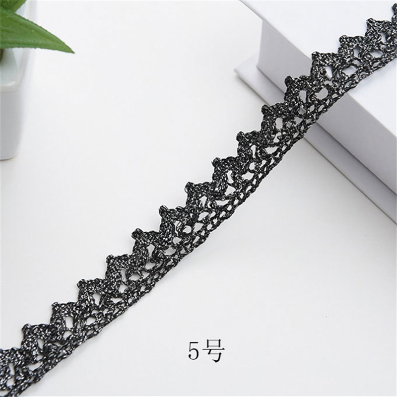 Metallic Yarn Knitting Golden Narrow Fancy Scalloped Wave Border Light Gold Lace Trim ZD133