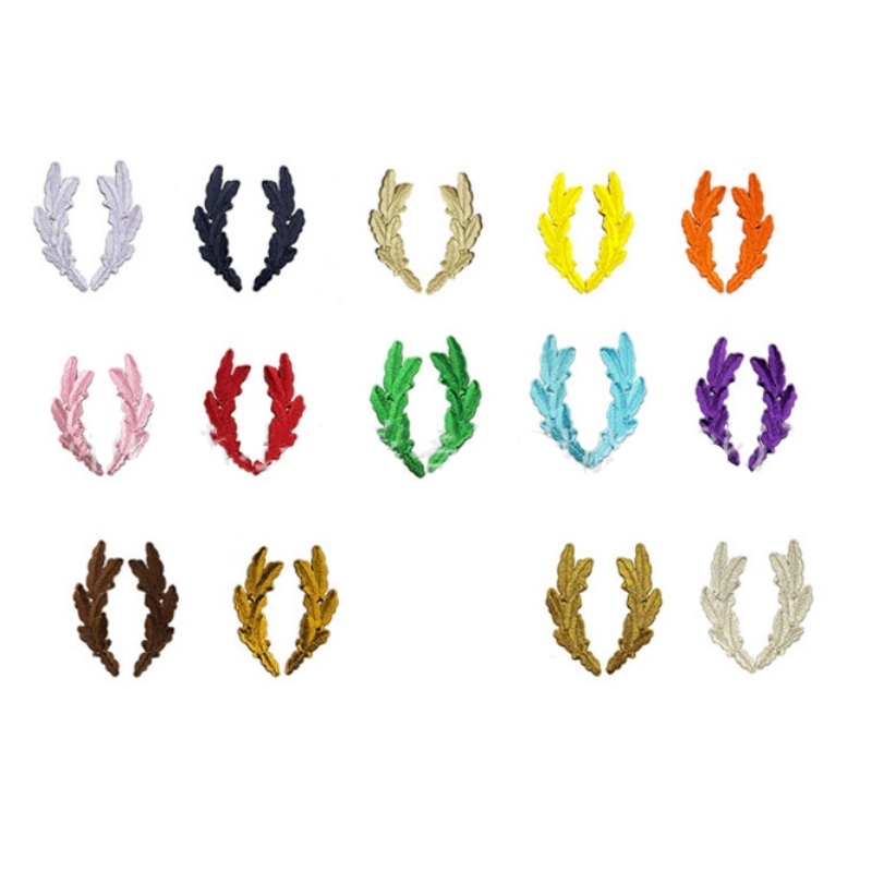 5 PAIRS Hot selling ironing DIY embroidered patches wheat ears feathers leaves wings embroidered fabrics baseball caps decorative stickers CA080