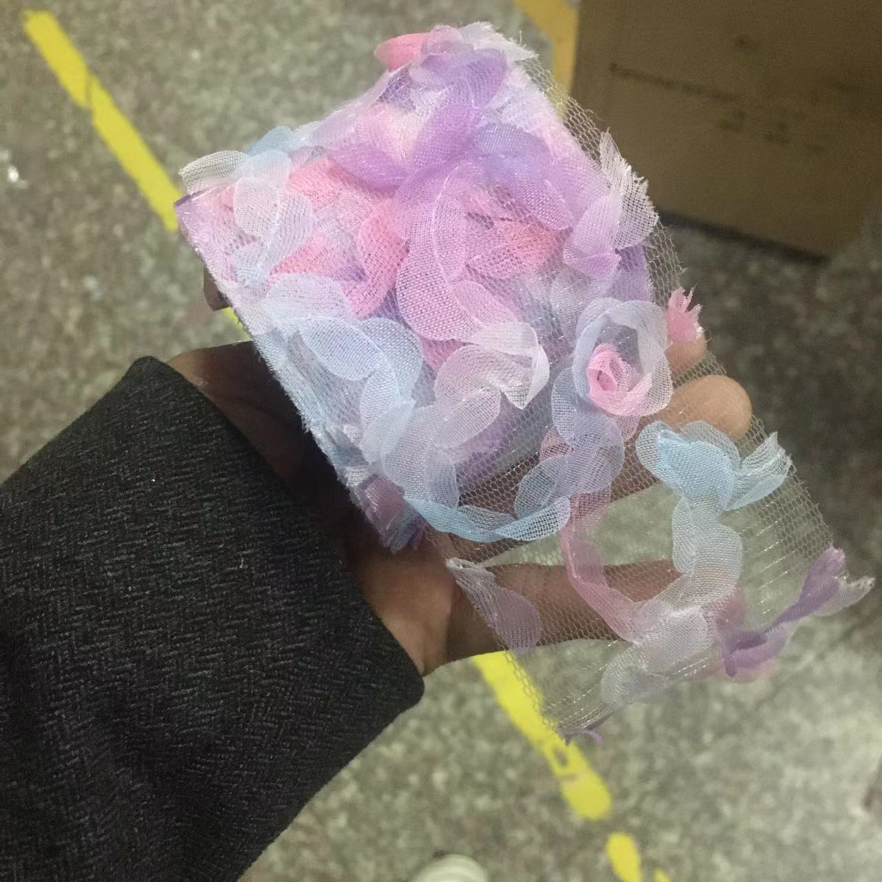 6/7.5/8/10/12/15cm*10yards  Rainbow gradient rose tulle ribbon lace , DIY handmade headdress bow clothing accessories  H302