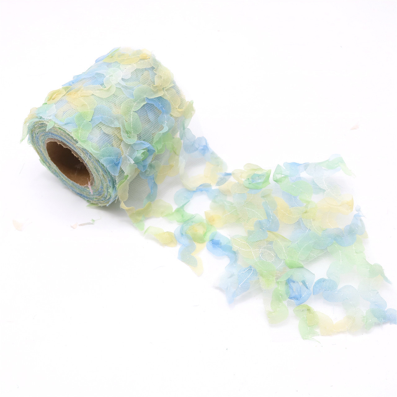 6/7.5/8/10/12/15cm*10yards  Rainbow gradient rose tulle ribbon lace , DIY handmade headdress bow clothing accessories  H302