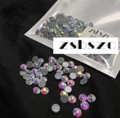 zsbszc popular white ab Crystal AB Hotfix Rhinestones Flat bottom Glass Strass Iron On Rhinestones For Nail Art Decoretion ZZ123