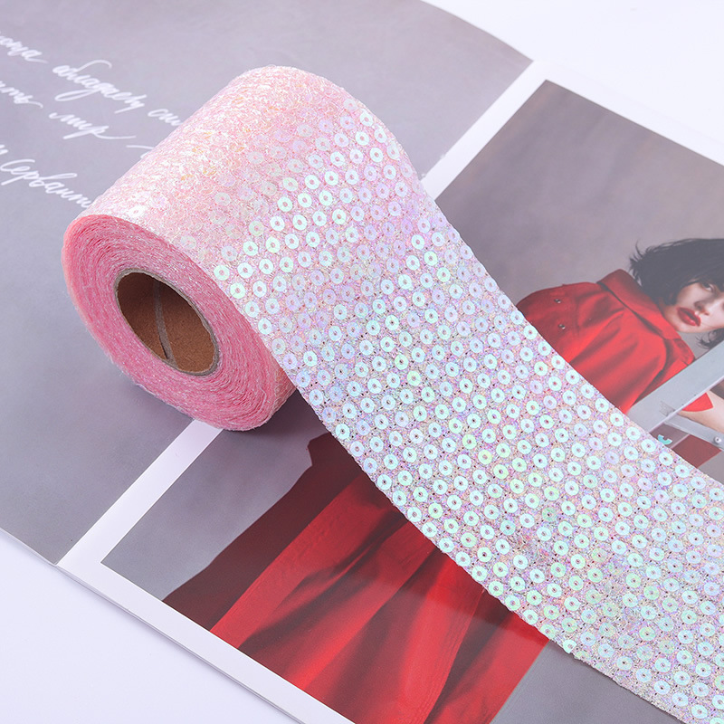 6/8/10/12CM*10YARDS Colorful seersucker sequin ribbon roll , DIY children hair accessories bow ribbon D961-1