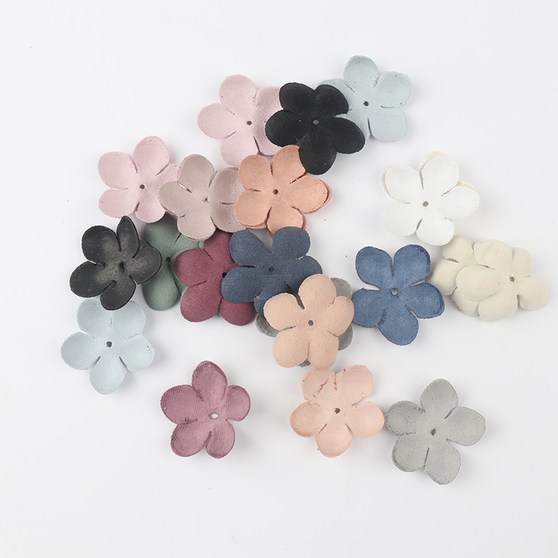 Small Exquisite Leather Flowers Handmade Artificial Flower Head Wedding Decoration DIY Scrapbooking Craft Fake Flower DXH04