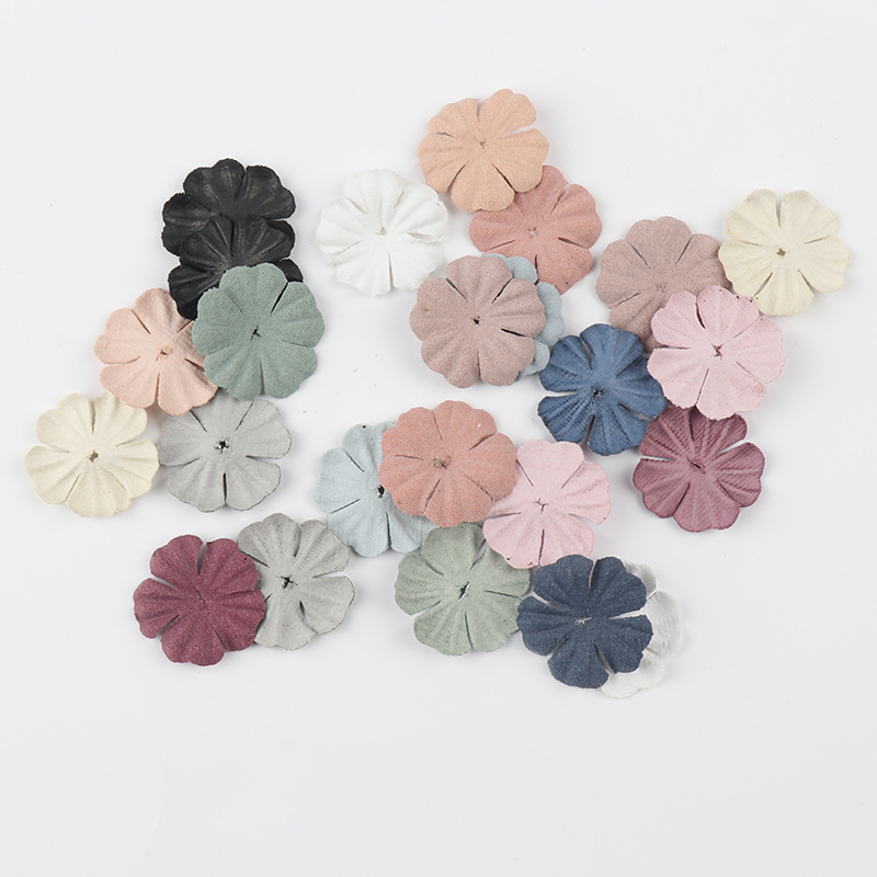 500pcs/Bag Wholesale Microfiber Leather Hair Accessories 3D DIY Handmade Flowers Six Petal 25mm Leather Flower Pieces DXH05