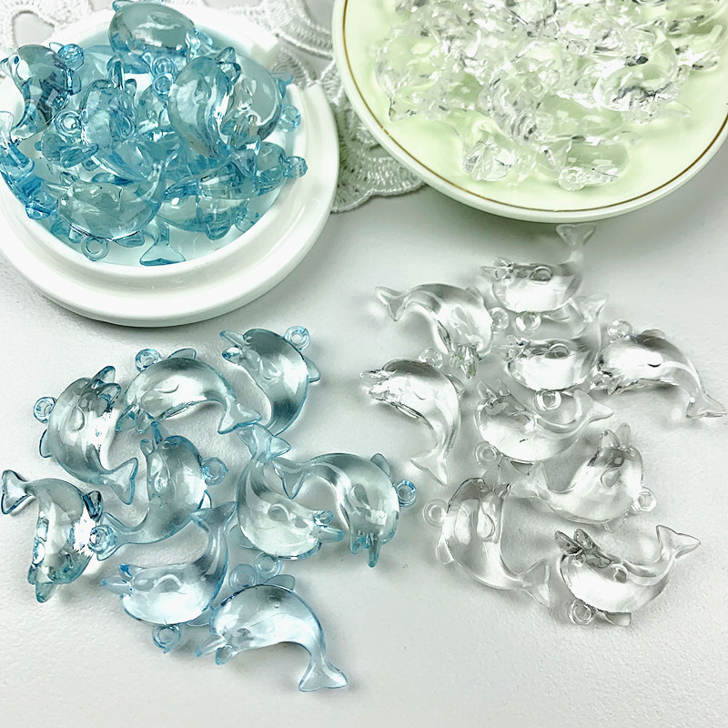 Dolphin transparent hole pearl acrylic plastic marine animal beads children hand-made DIY bracelet pendant accessories ZZ04