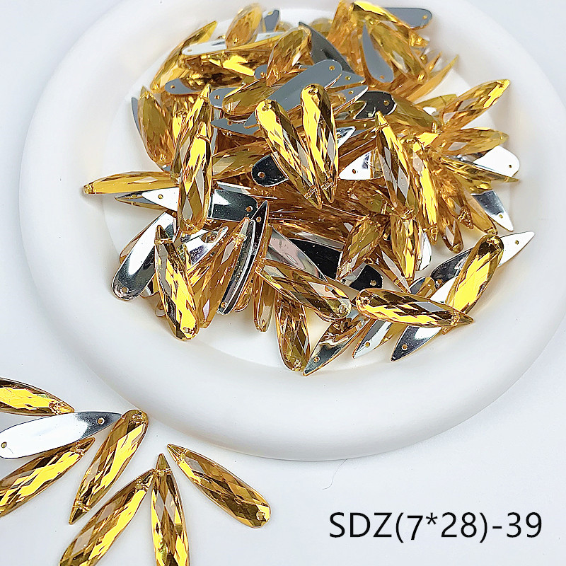 zsbszc sew Acrylic 28X7MM rhinestones WATERDROP diamonds PINK GOLD crystal rhinestone jewelry flat back beads needlework SDZ