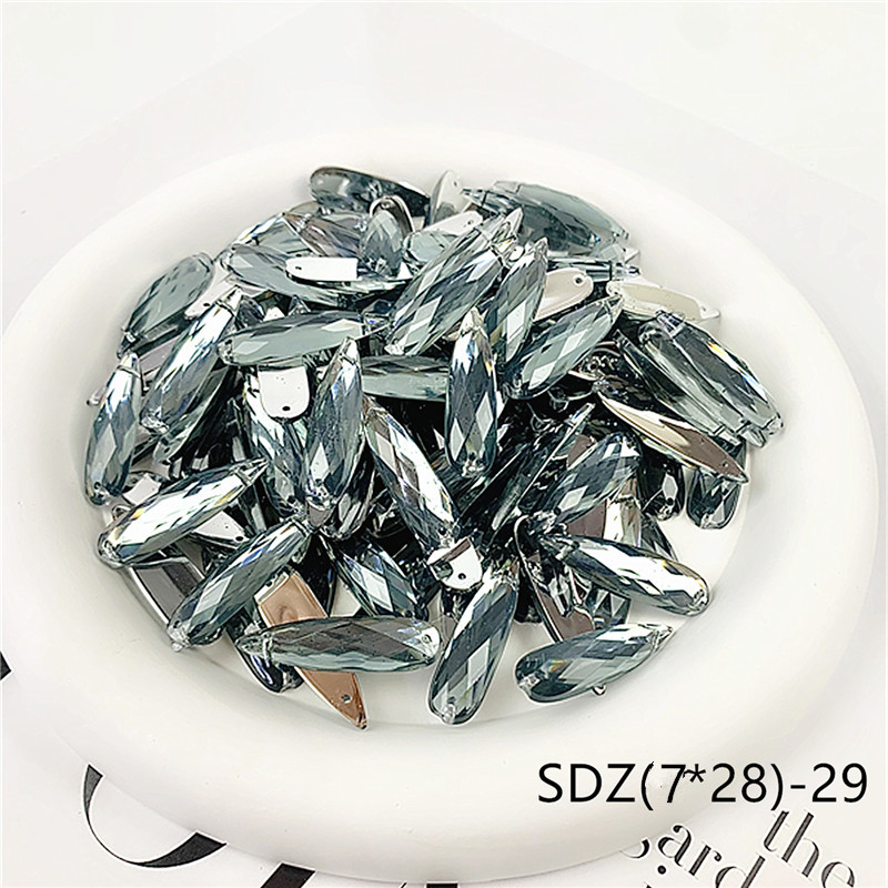 zsbszc sew Acrylic 28X7MM rhinestones WATERDROP diamonds PINK GOLD crystal rhinestone jewelry flat back beads needlework SDZ