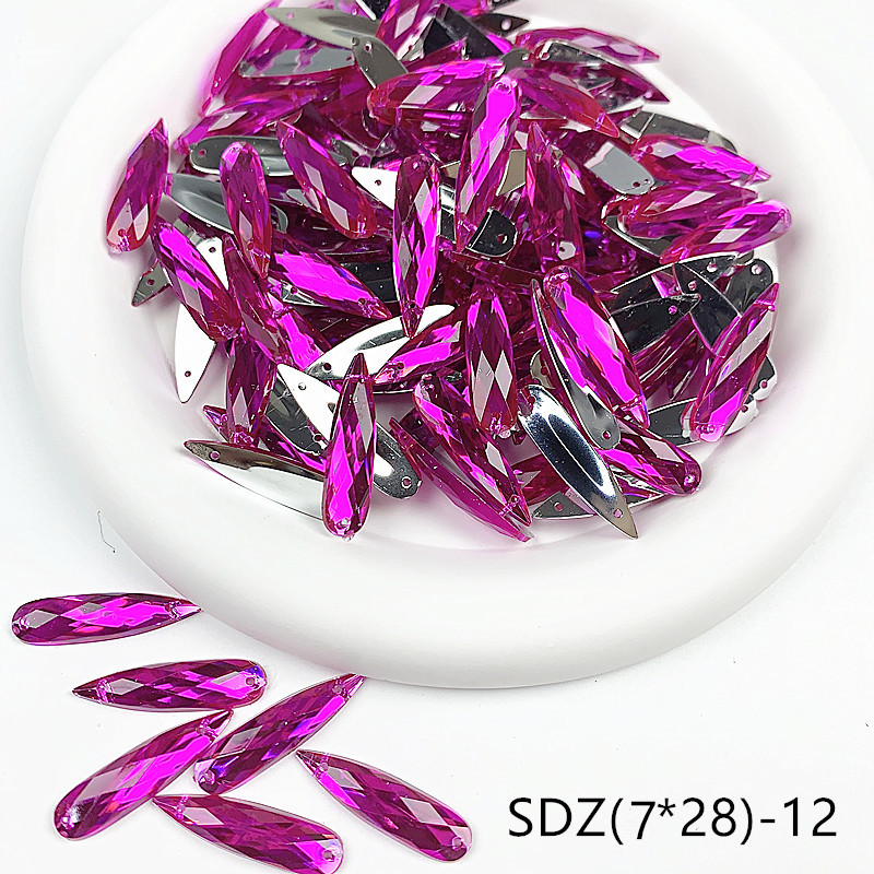 zsbszc sew Acrylic 28X7MM rhinestones WATERDROP diamonds PINK GOLD crystal rhinestone jewelry flat back beads needlework SDZ