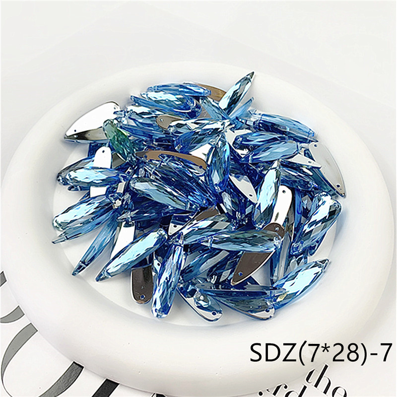 zsbszc sew Acrylic 28X7MM rhinestones WATERDROP diamonds PINK GOLD crystal rhinestone jewelry flat back beads needlework SDZ