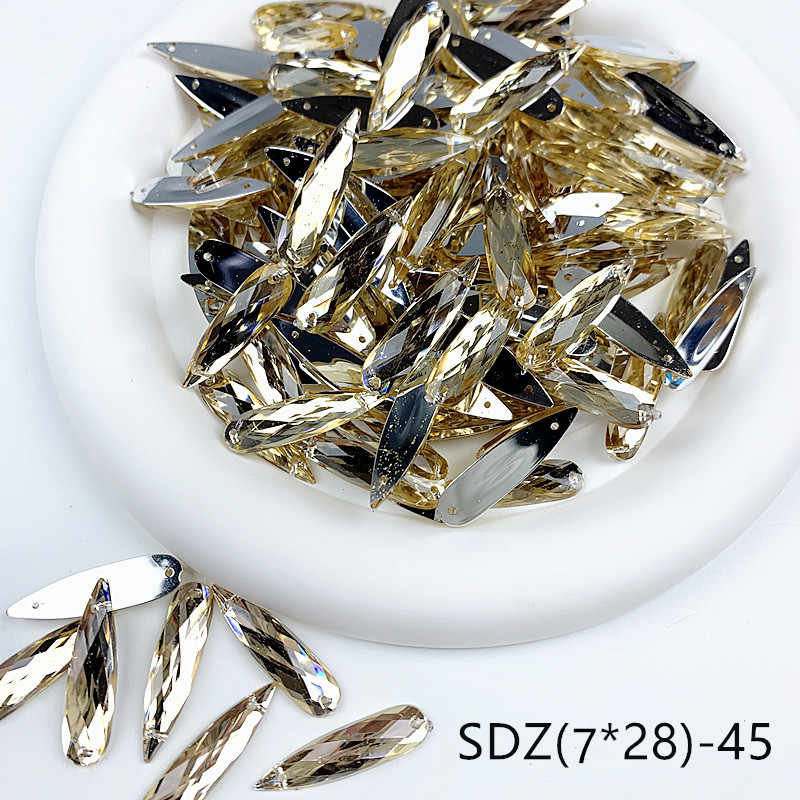 zsbszc sew Acrylic 28X7MM rhinestones WATERDROP diamonds PINK GOLD crystal rhinestone jewelry flat back beads needlework SDZ