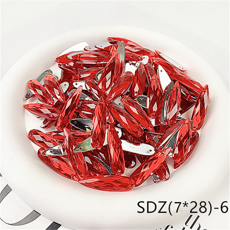 zsbszc sew Acrylic 28X7MM rhinestones WATERDROP diamonds PINK GOLD crystal rhinestone jewelry flat back beads needlework SDZ