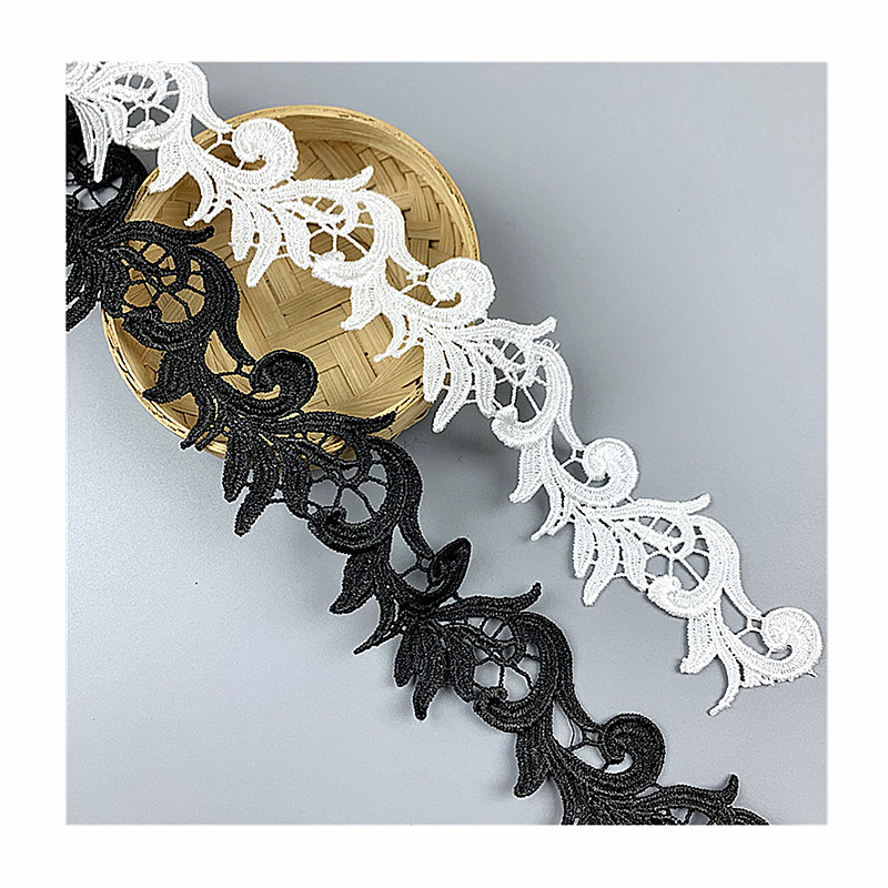 2 yards width 4.5CM white black hollow embroidery Lace fabric skirt hem costumes Accessories Wedding Sewing Edge lace trim DB197