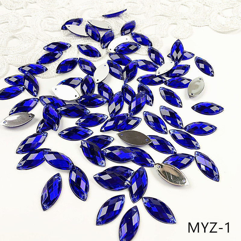Sparkly Bulk Horse Eye Acrylic 9*20mm Flat Back Sewing Multi Colors Crystal Rhinestones For DIY Clothing Decoration MYZ