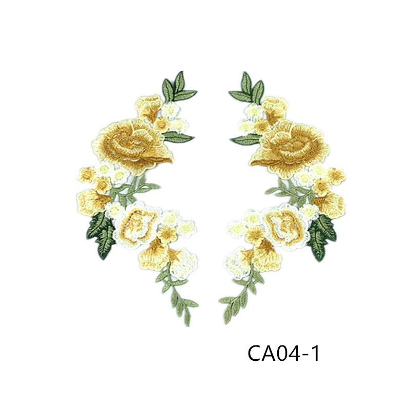 zsbszc new fashion 1pair 27X11cm Embroidered Applique Flower patch sew on cloth wedding gown clothing accescies CA04