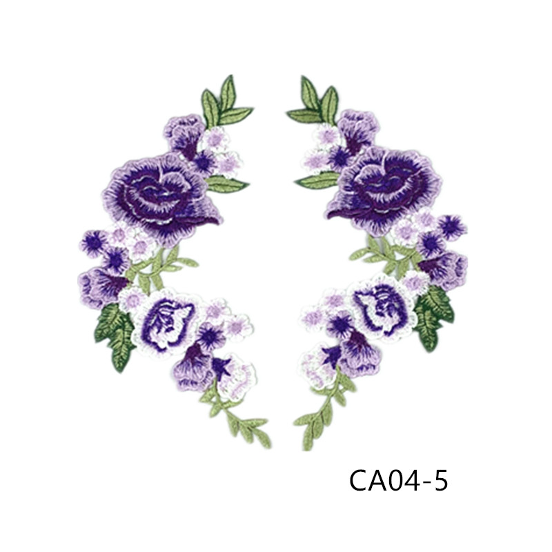 zsbszc new fashion 1pair 27X11cm Embroidered Applique Flower patch sew on cloth wedding gown clothing accescies CA04