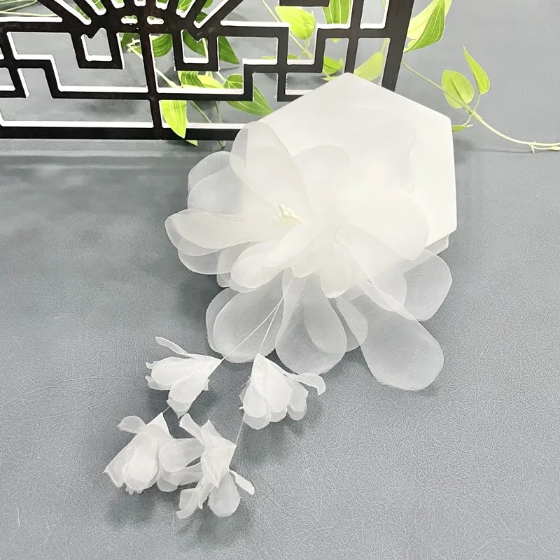 Organza Handmade Pendant 3D Flower DIY Fashion Children's Wedding Dress Headwear Clothing Accessories ZA121