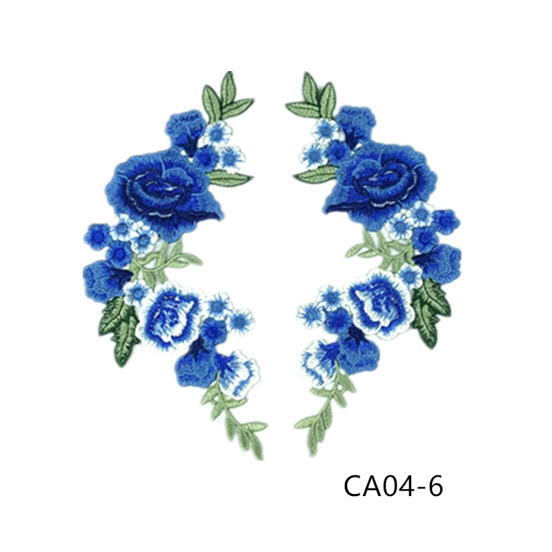 zsbszc new fashion 1pair 27X11cm Embroidered Applique Flower patch sew on cloth wedding gown clothing accescies CA04