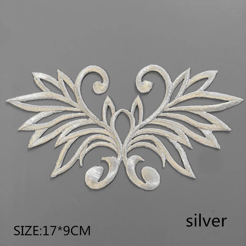 5 PCS 17*9CM gold embroidery Iron stick Dress lace applique flower patch dancing garment accessories DA897