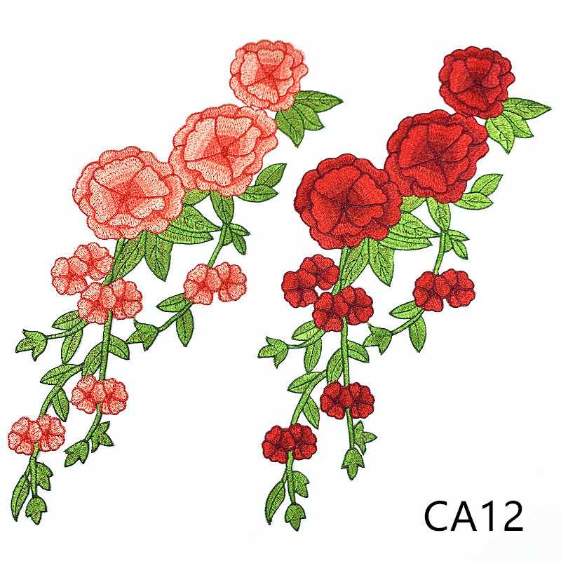 zsbszc new fashion 1pcs 46X19cm Embroidered Applique Flower patch sew on cloth wedding gown clothing accescies CA12