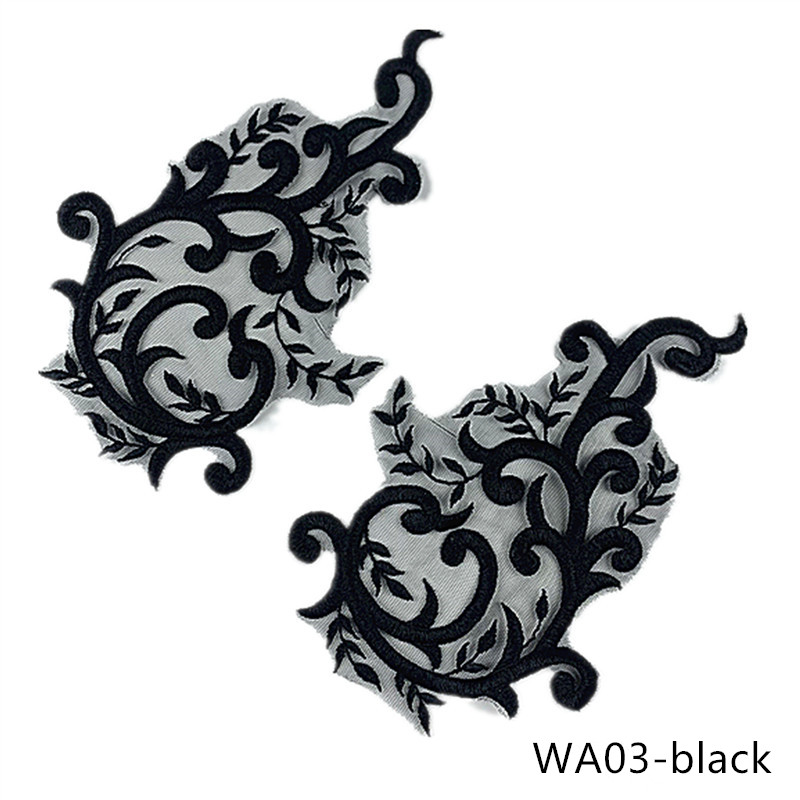 5Pairs Exquisite Gold Thread Embroidery Applique Wedding Dress Accessories Lace Flower Patch DIY Handmade Sew on clothing WA03