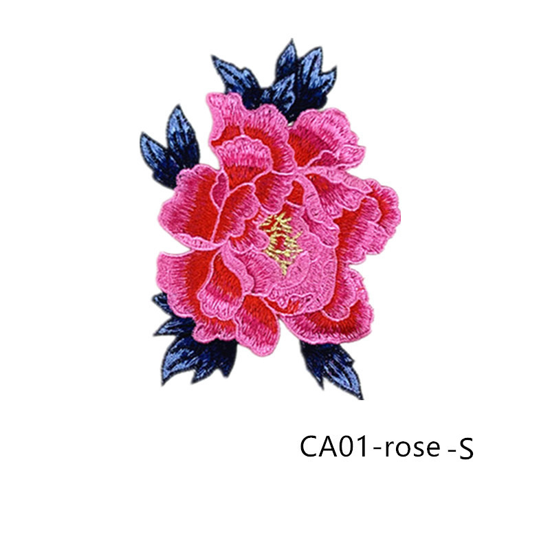 zsbszc new fashion big 1pcs red rose yellow Embroidered Applique Flower patch sew on cloth wedding gown clothing accescies CA01