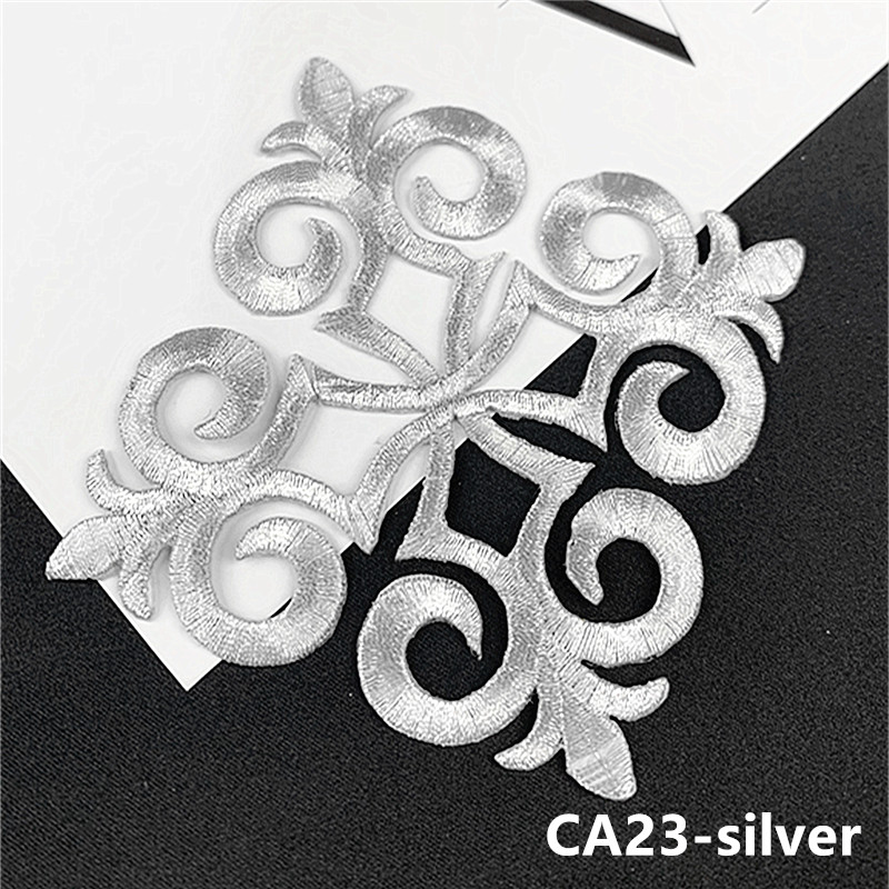 zsbszc popular 1pcs 8cm*8cm Iron on Embroidery Patch Golden silver red Appliqued Costume Appliques DIY Garment Patches CA23