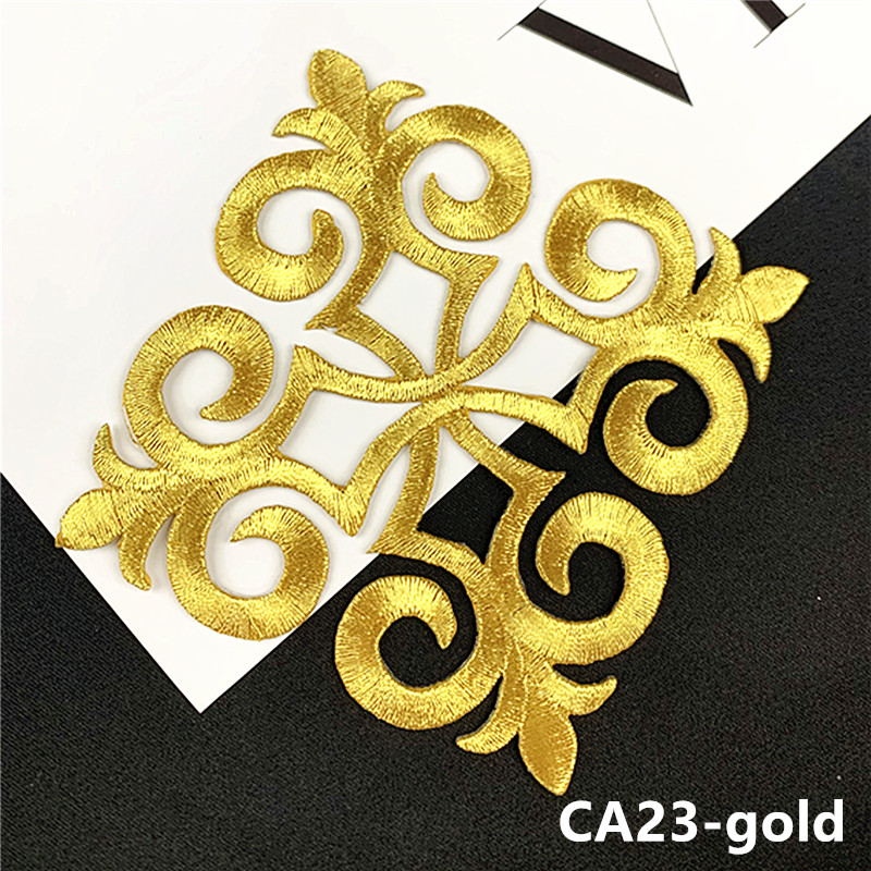 zsbszc popular 1pcs 8cm*8cm Iron on Embroidery Patch Golden silver red Appliqued Costume Appliques DIY Garment Patches CA23