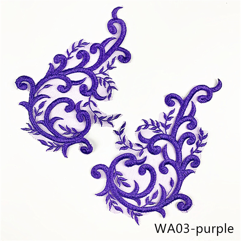 5Pairs Exquisite Gold Thread Embroidery Applique Wedding Dress Accessories Lace Flower Patch DIY Handmade Sew on clothing WA03