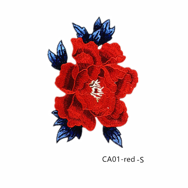 zsbszc new fashion big 1pcs red rose yellow Embroidered Applique Flower patch sew on cloth wedding gown clothing accescies CA01