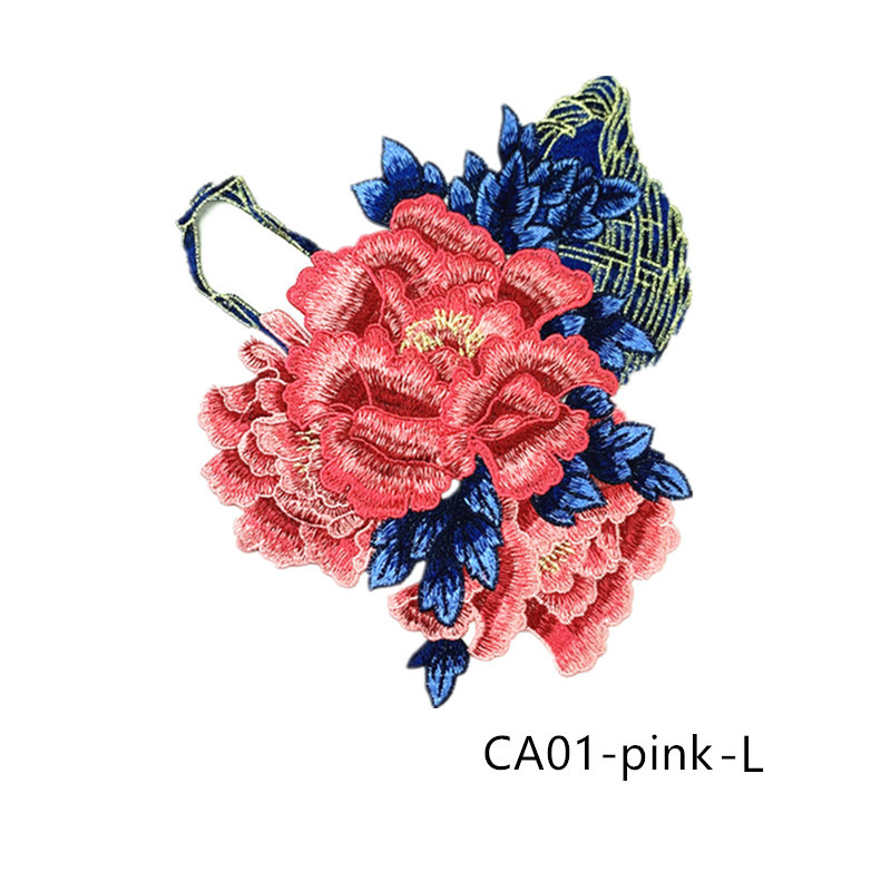 zsbszc new fashion big 1pcs red rose yellow Embroidered Applique Flower patch sew on cloth wedding gown clothing accescies CA01