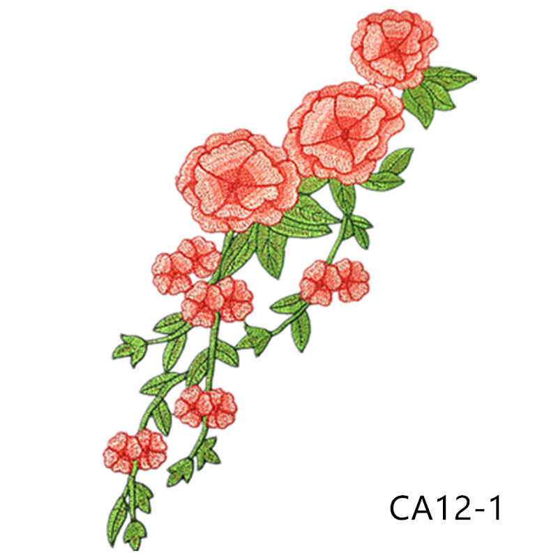 zsbszc new fashion 1pcs 46X19cm Embroidered Applique Flower patch sew on cloth wedding gown clothing accescies CA12