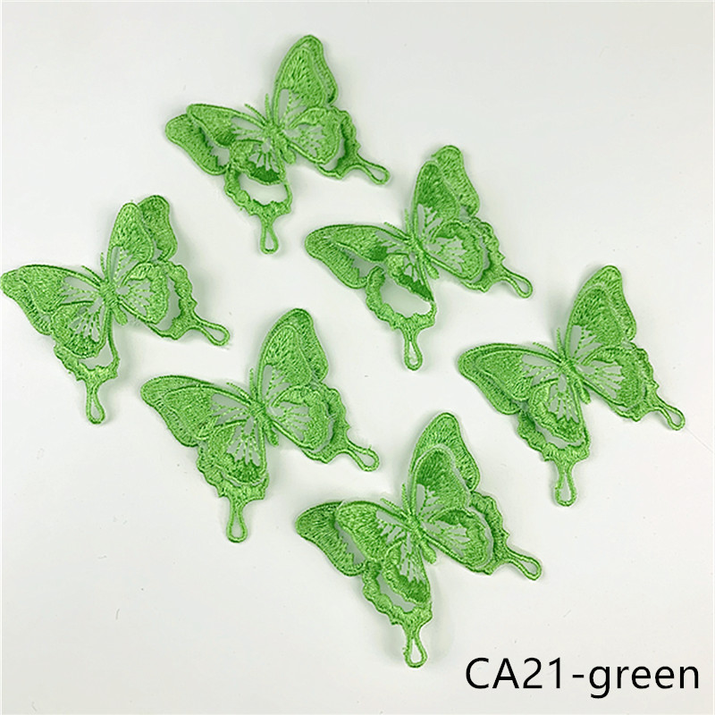zsbszc new fashion 10PCS 6X5.5cm Double layered 3D butterfly Embroidered Applique patch sew on cloth wedding gown accescies CA21