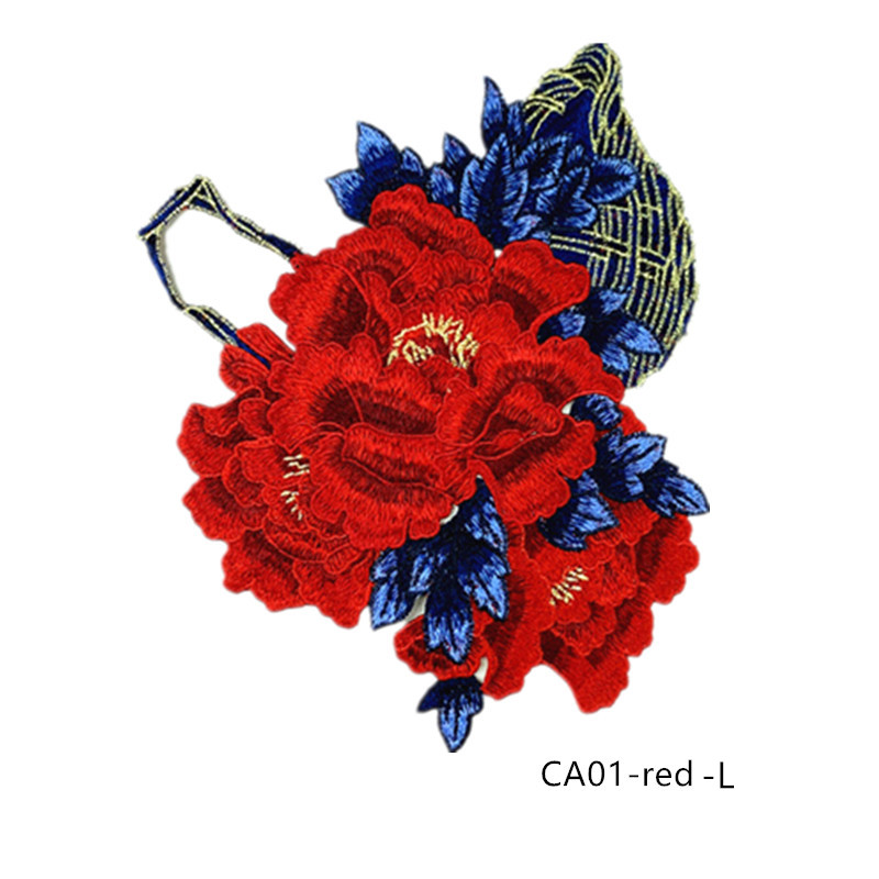 zsbszc new fashion big 1pcs red rose yellow Embroidered Applique Flower patch sew on cloth wedding gown clothing accescies CA01