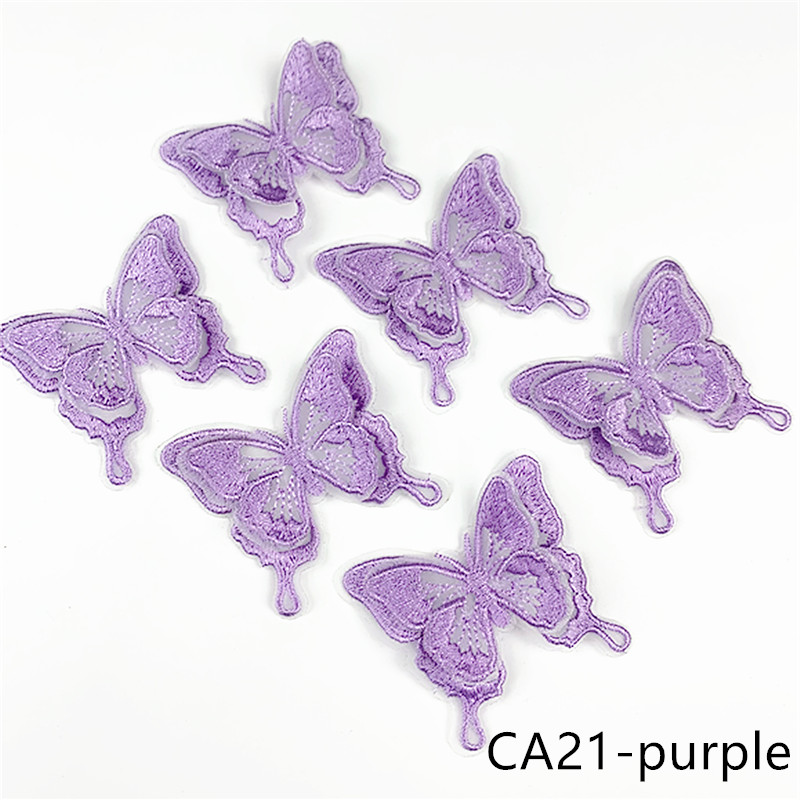 zsbszc new fashion 10PCS 6X5.5cm Double layered 3D butterfly Embroidered Applique patch sew on cloth wedding gown accescies CA21