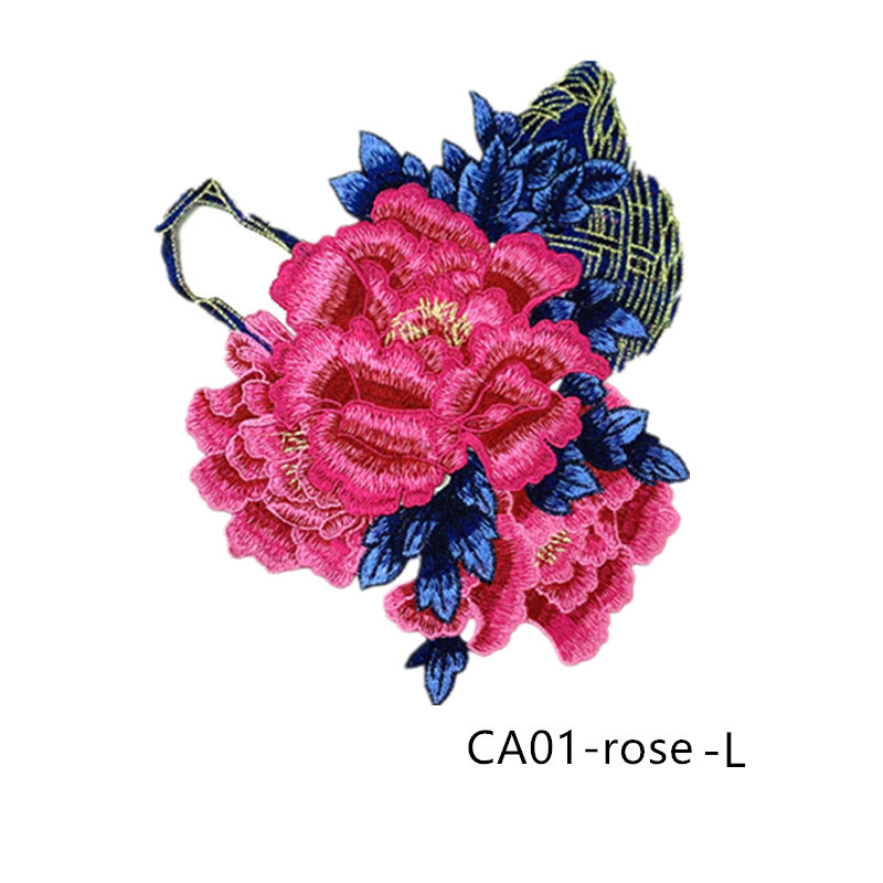 zsbszc new fashion big 1pcs red rose yellow Embroidered Applique Flower patch sew on cloth wedding gown clothing accescies CA01