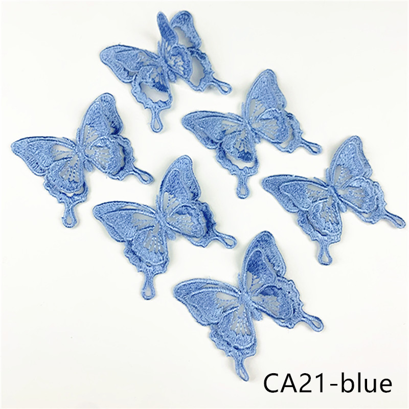 zsbszc new fashion 10PCS 6X5.5cm Double layered 3D butterfly Embroidered Applique patch sew on cloth wedding gown accescies CA21